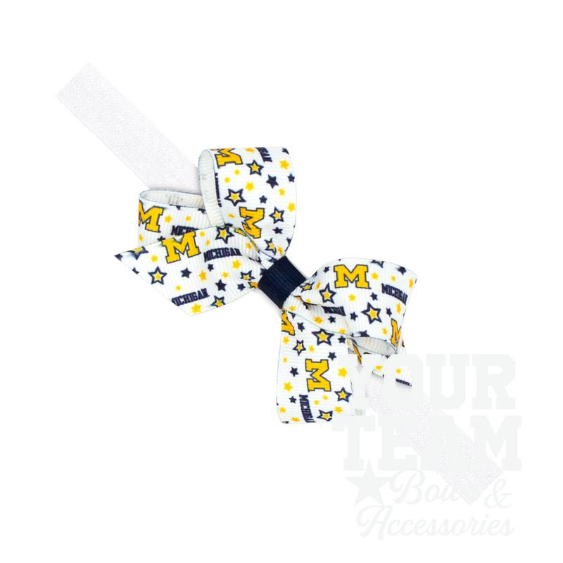 Mini Michigan Logo Print Hair Bow on Baby Band