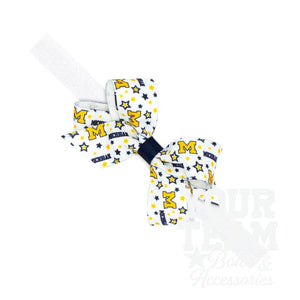 Mini Michigan Logo Print Hair Bow on Baby Band