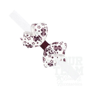 Mini Mississippi State Logo Print Hair Bow on Baby Band