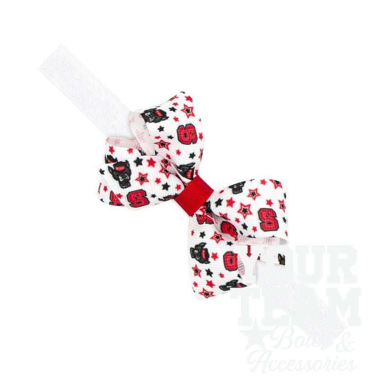 Mini North Carolina State Logo Print Hair Bow on Baby Band