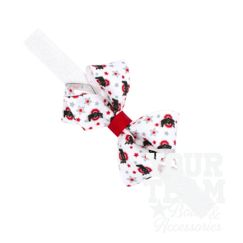 Mini Ohio State Logo Print Hair Bow on Baby Band