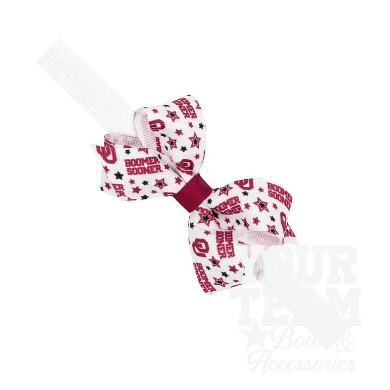 Mini Oklahoma Logo Print Hair Bow on Baby Band