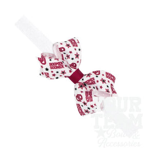 Mini Oklahoma Logo Print Hair Bow on Baby Band