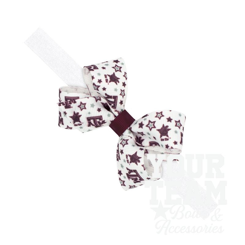 Mini Texas A&M Logo Print Hair Bow on Baby Band