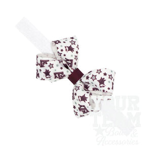 Mini Texas A&M Logo Print Hair Bow on Baby Band