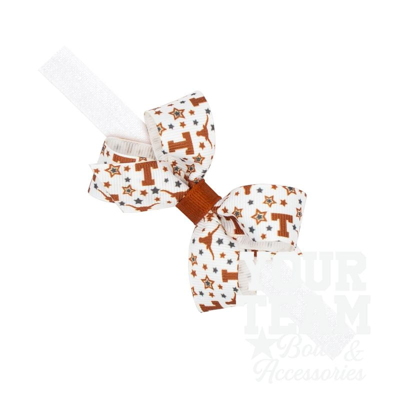 Mini University of Texas Logo Print Hair Bow on Baby Band
