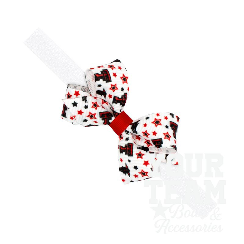 Mini Texas Tech Logo Print Hair Bow on Baby Band