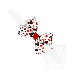Mini Texas Tech Logo Print Hair Bow on Baby Band