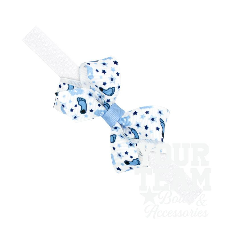 Mini North Carolina Logo Print Hair Bow on Baby Band