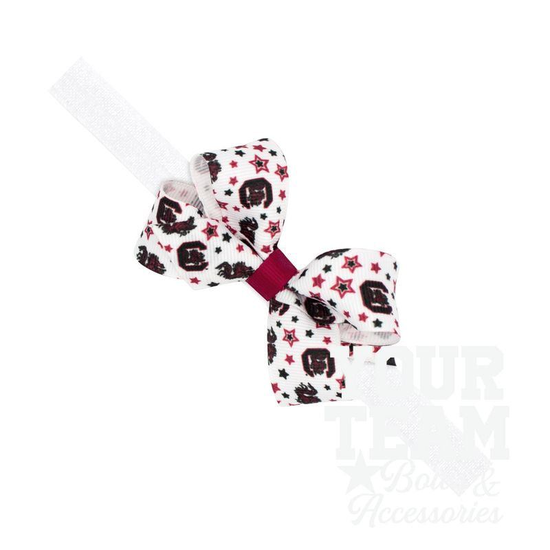 Mini South Carolina Logo Print Hair Bow on Baby Band