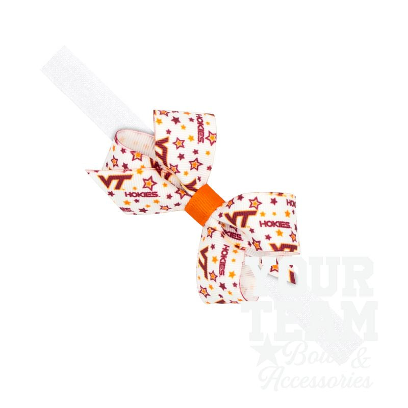 Mini Virginia Tech Logo Print Hair Bow on Baby Band
