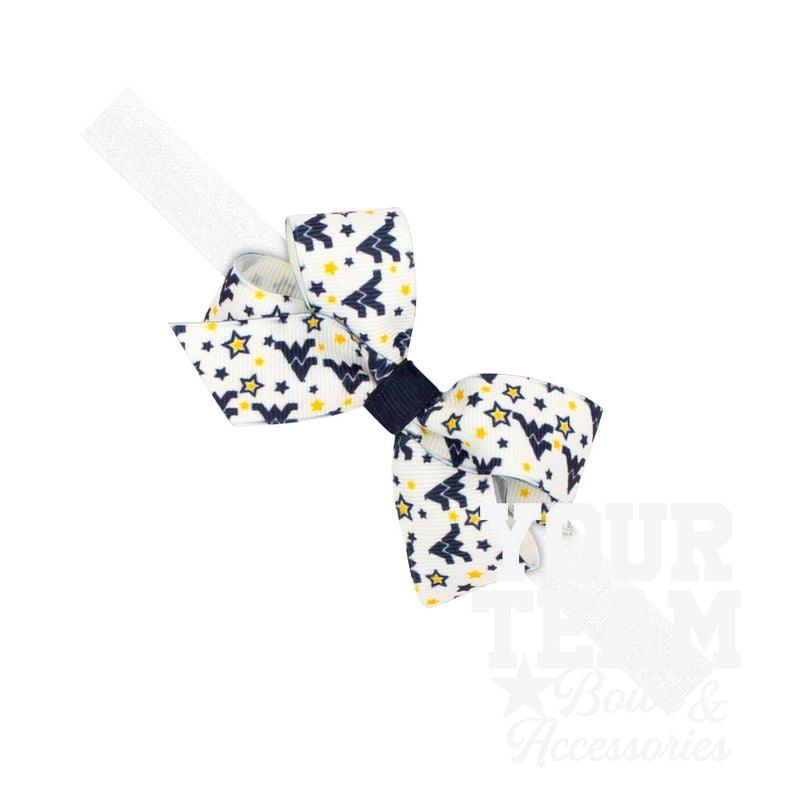 Mini West Virginia Logo Print Hair Bow on Baby Band