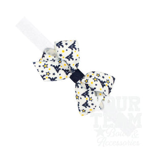 Mini West Virginia Logo Print Hair Bow on Baby Band