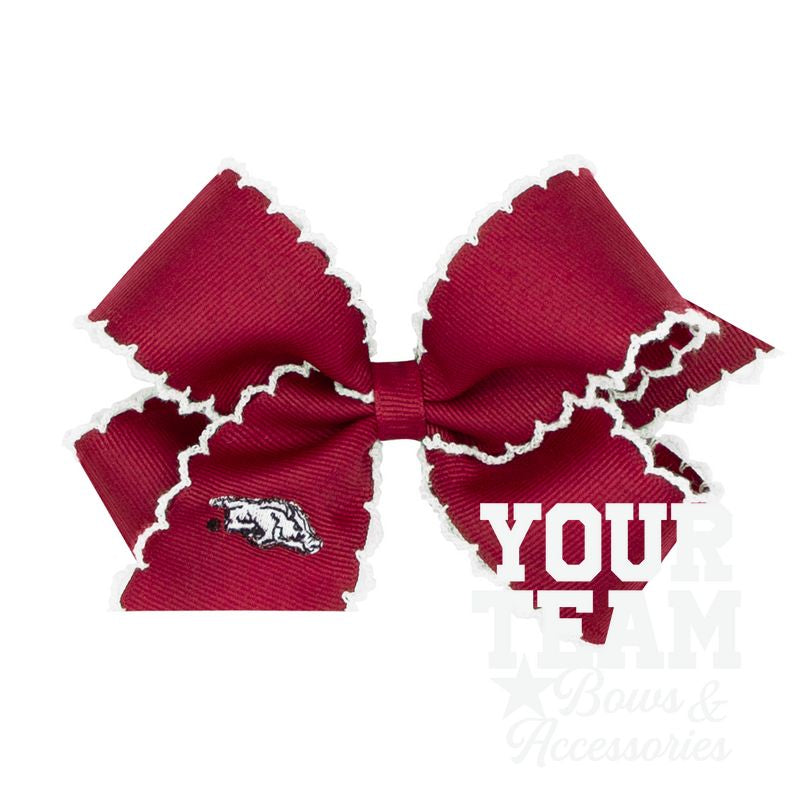 Medium Arkansas Moonstitch Embroidered Hair Bow
