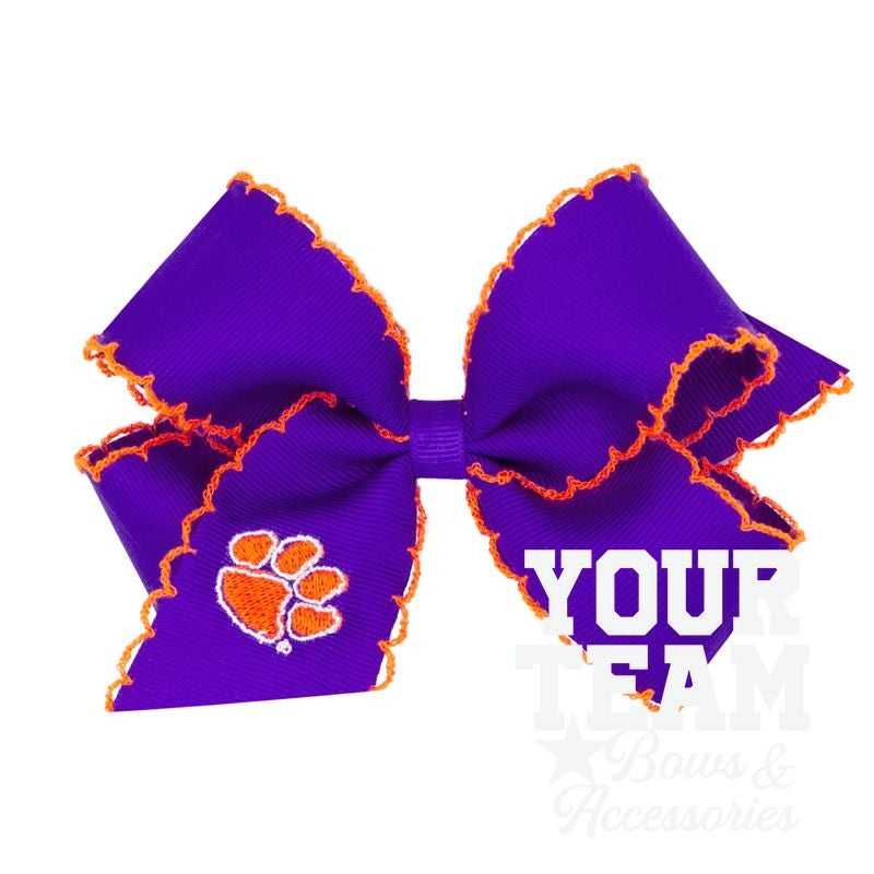 Medium Clemson Moonstitch Embroidered Hair Bow