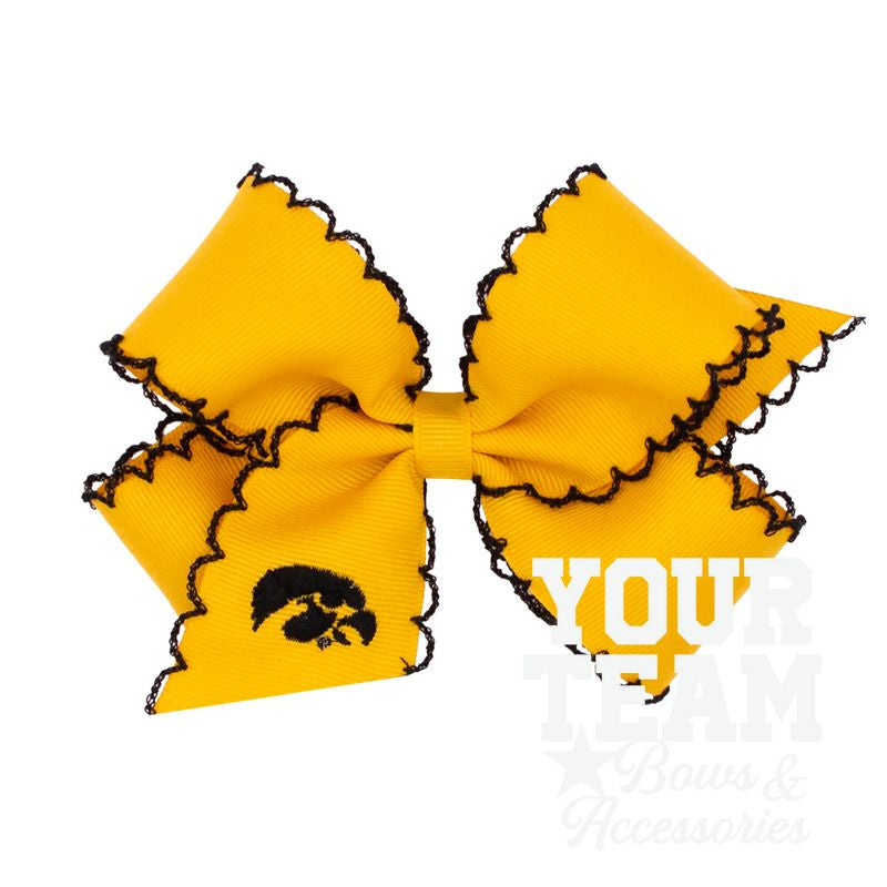 Medium Iowa Moonstitch Embroidered Hair Bow