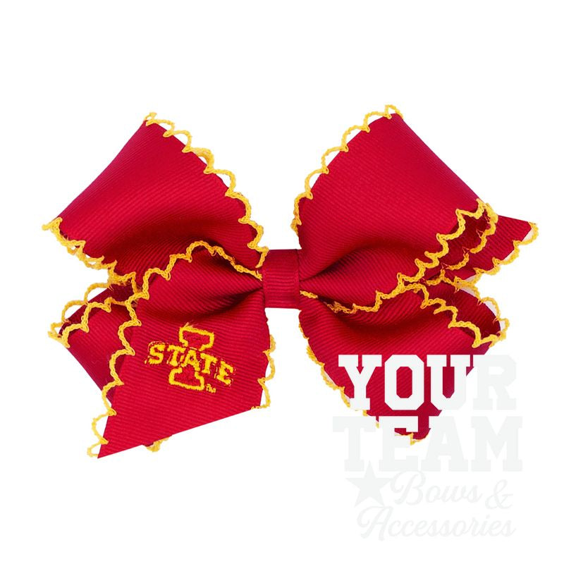 Medium Iowa State Moonstitch Embroidered Hair Bow
