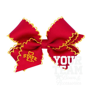Medium Iowa State Moonstitch Embroidered Hair Bow
