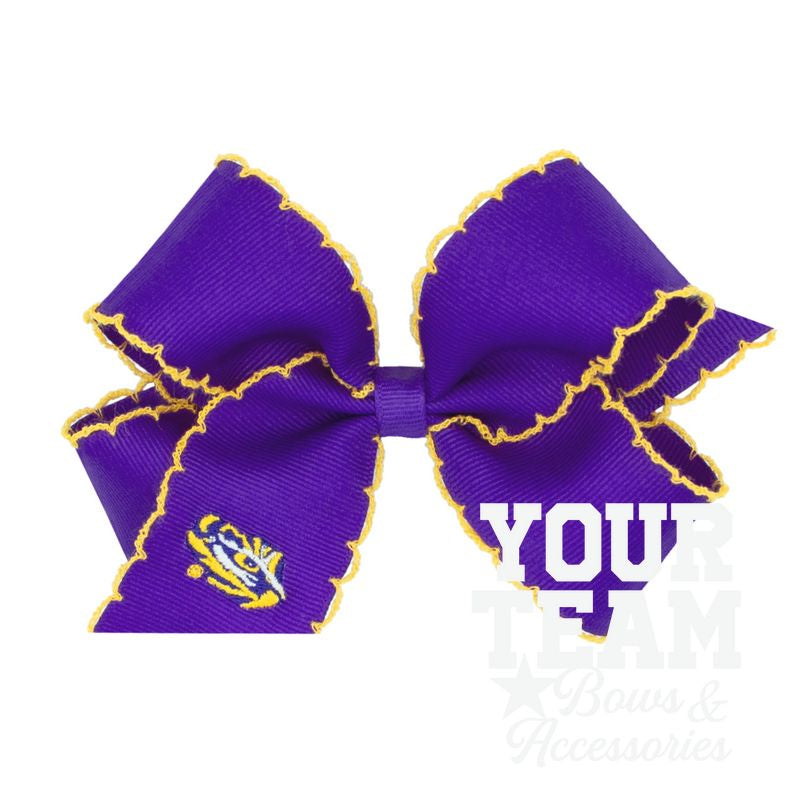 Medium Louisiana State Moonstitch Embroidered Hair Bow