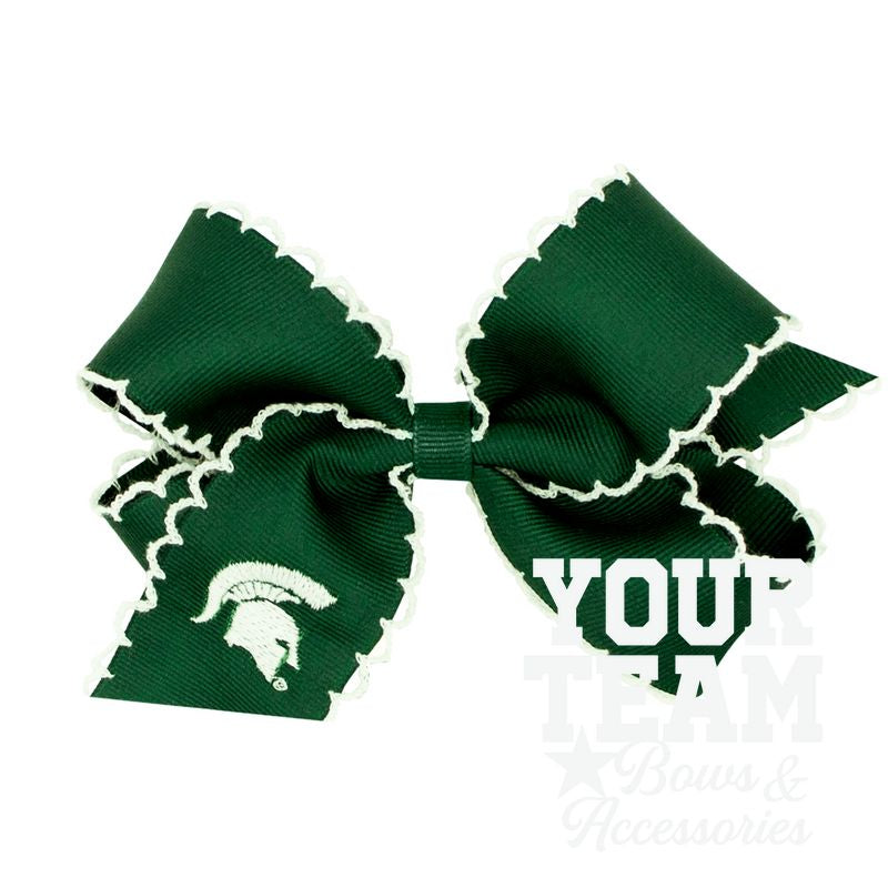 Medium Michigan State Moonstitch Embroidered Hair Bow