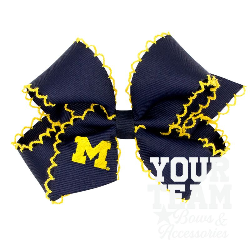 Medium Michigan Moonstitch Embroidered Hair Bow