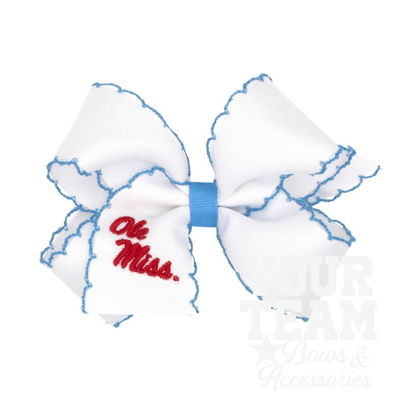 Medium Ole Miss Moonstitch Embroidered Hair Bow