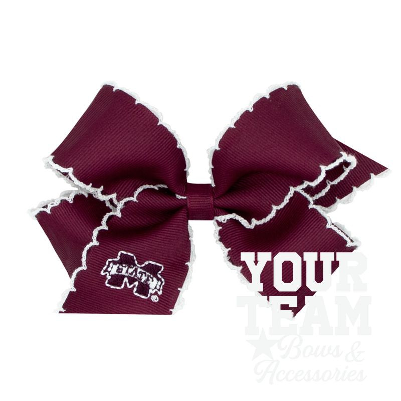 Medium Mississippi State Moonstitch Embroidered Hair Bow