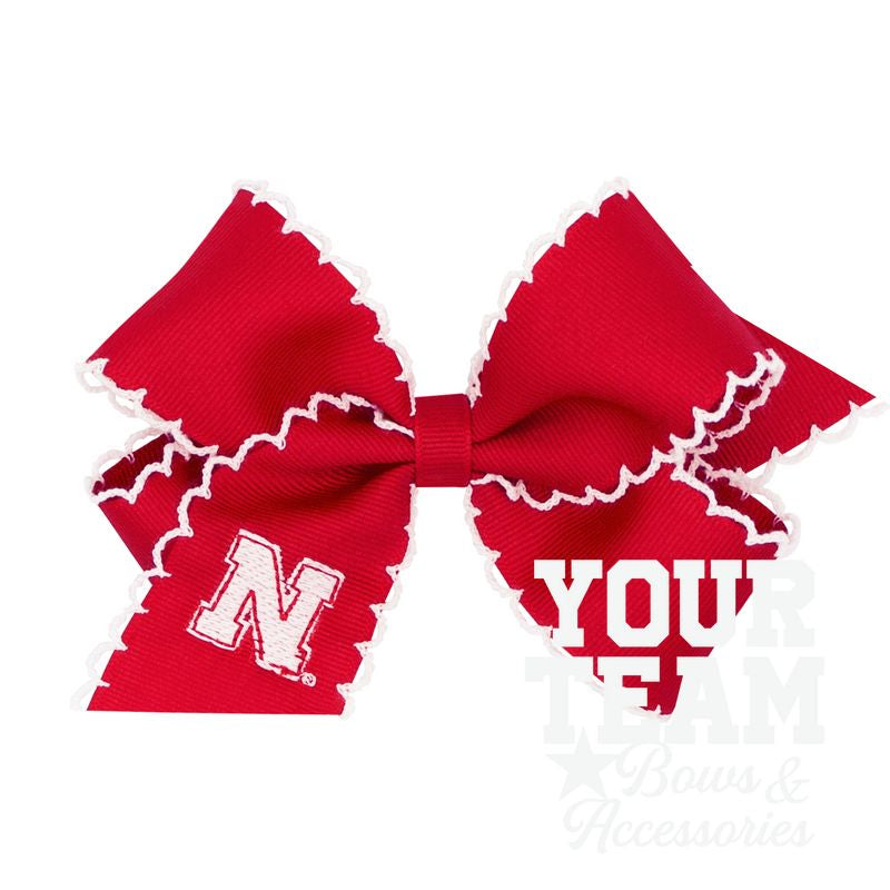 Medium Nebraska Moonstitch Embroidered Hair Bow