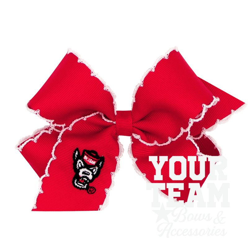 Medium North Carolina State Moonstitch Embroidered Hair Bow