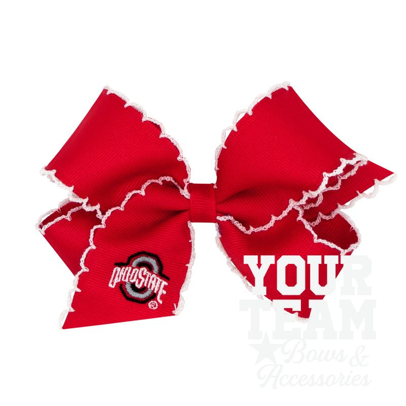 Medium Ohio State Moonstitch Embroidered Hair Bow