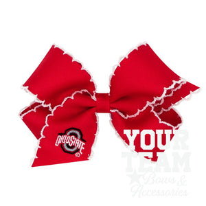 Medium Ohio State Moonstitch Embroidered Hair Bow