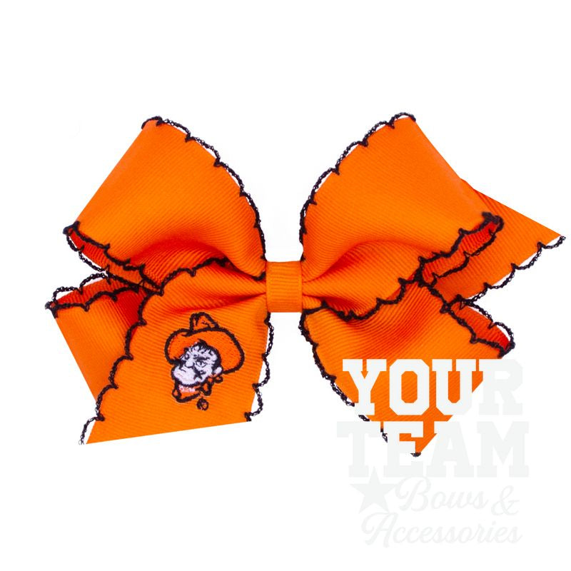 Medium Oklahoma State Moonstitch Embroidered Hair Bow