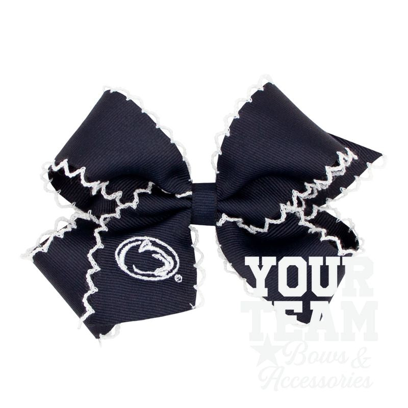 Medium Grosgrain Hair Bow with Moonstitch Edge and Embroidered Collegiate Logo