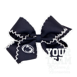 Medium Grosgrain Hair Bow with Moonstitch Edge and Embroidered Collegiate Logo