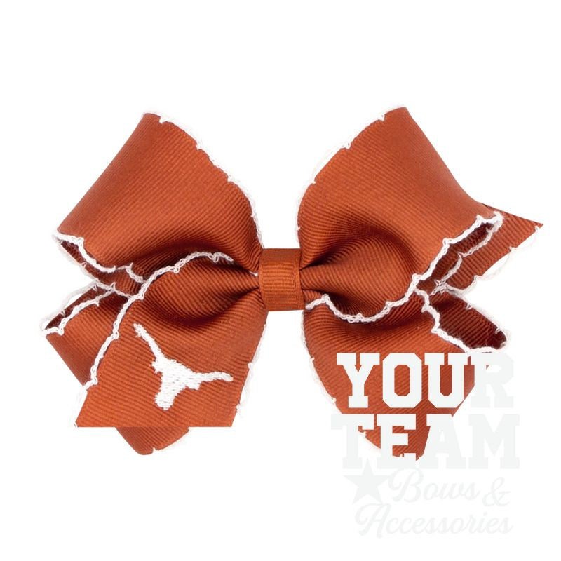 Medium University of Texas Moonstitch Embroidered Hair Bow