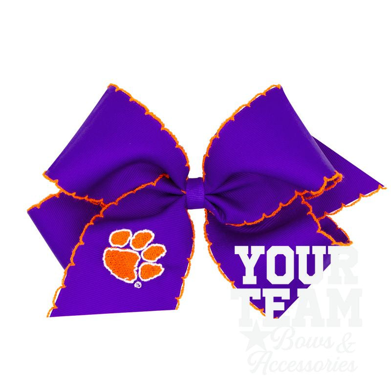 King Clemson Moonstitch Embroidered Hair Bow
