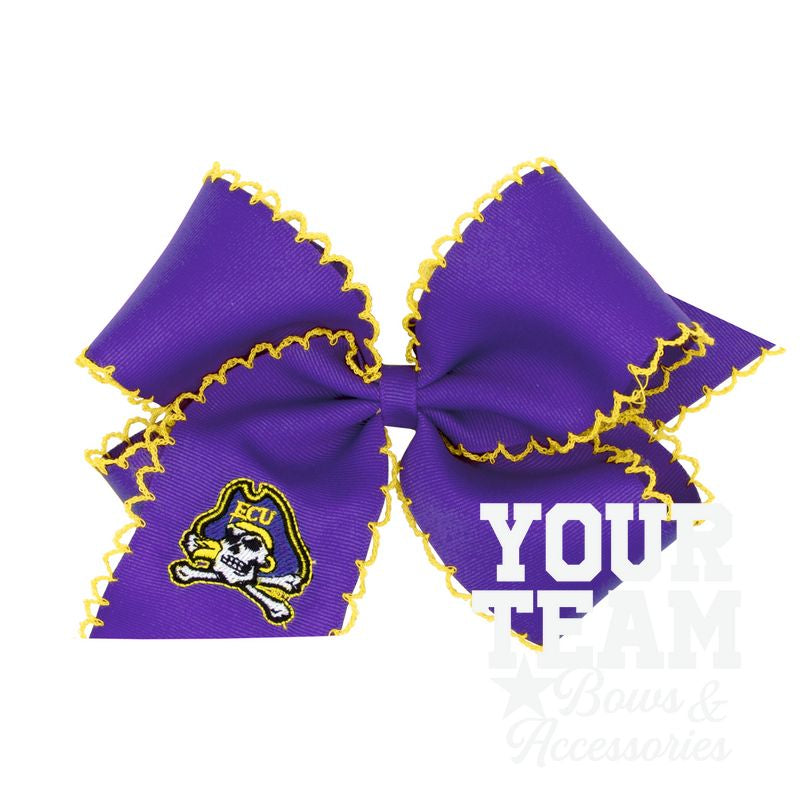 King East Carolina Moonstitch Embroidered Hair Bow