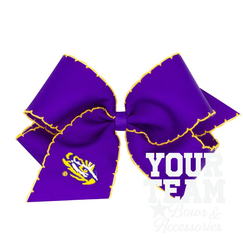 King Louisiana State Moonstitch Embroidered Hair Bow