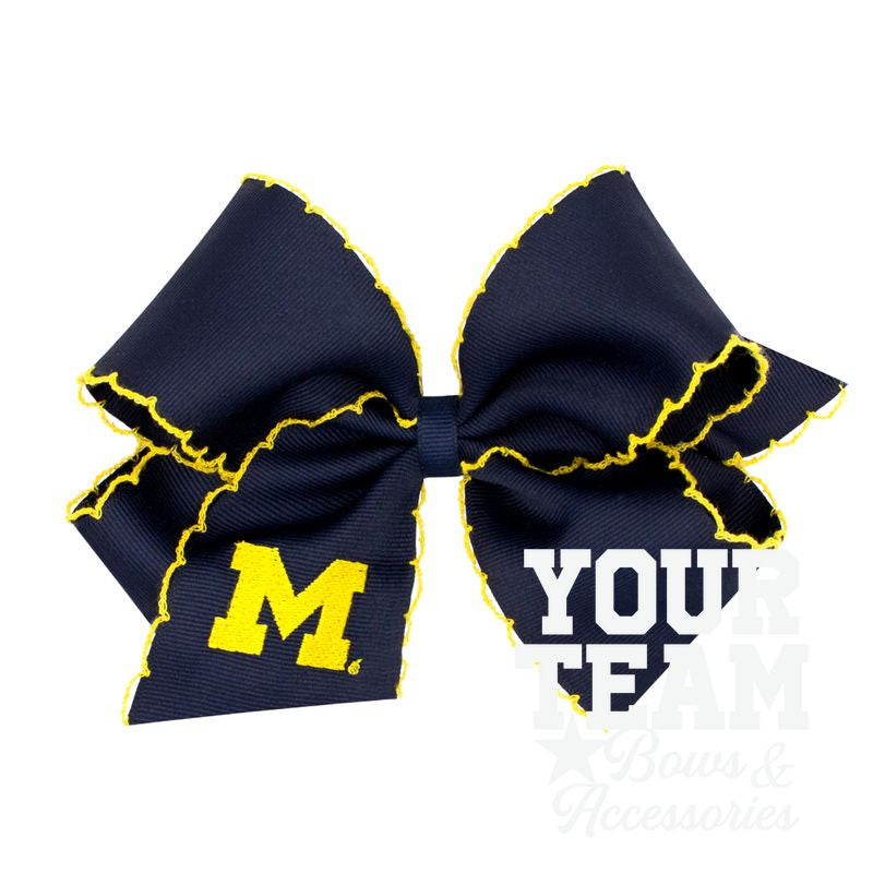King Michigan Moonstitch Embroidered Hair Bow