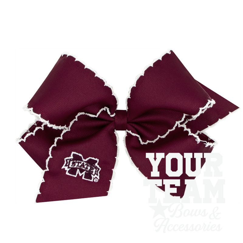 King Mississippi State Moonstitch Embroidered Hair Bow