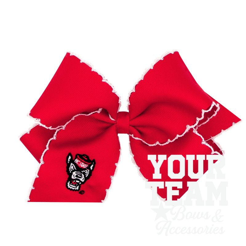 King North Carolina State Moonstitch Embroidered Hair Bow