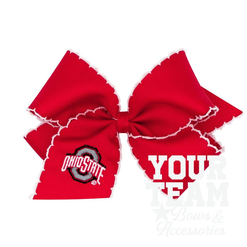 King Ohio State Moonstitch Embroidered Hair Bow