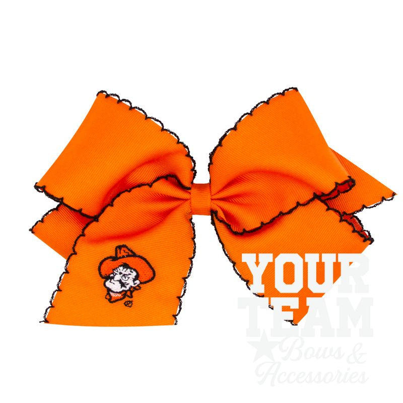 King Oklahoma State Moonstitch Embroidered Hair Bow