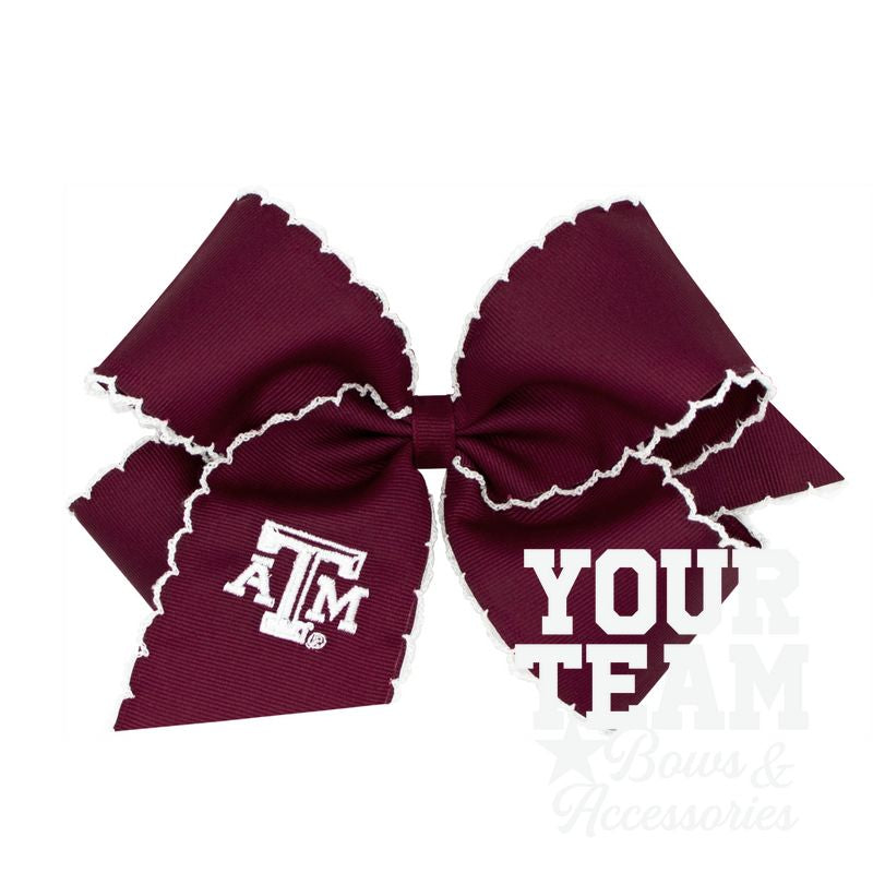 King Texas A&M Moonstitch Embroidered Hair Bow