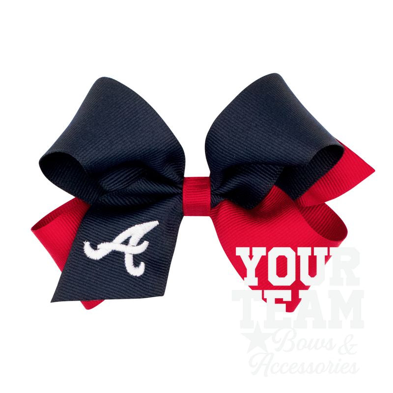 Medium Atlanta Braves Two-Tone Embroidered Hair Bow