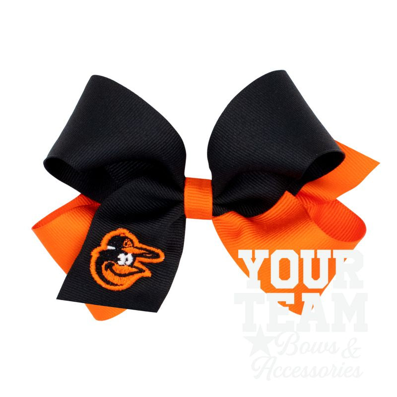 Medium Baltimore Orioles Two-Tone Embroidered Hair Bow