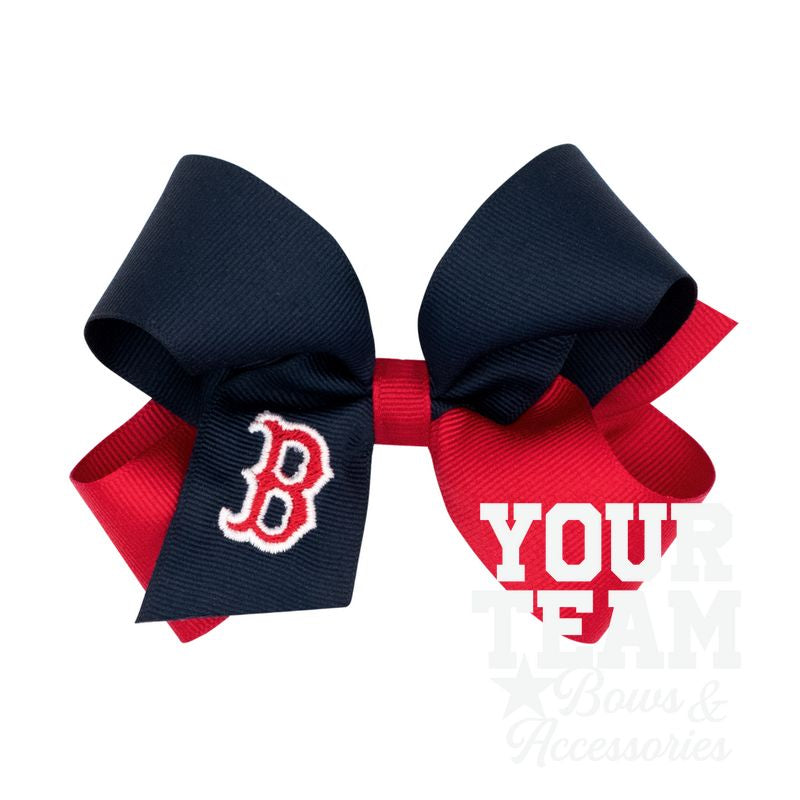 Medium Boston Red Sox Two-Tone Embroidered Hair Bow