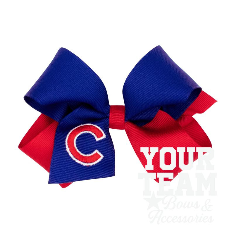 Medium Chicago Cubs Two-Tone Embroidered Hair Bow