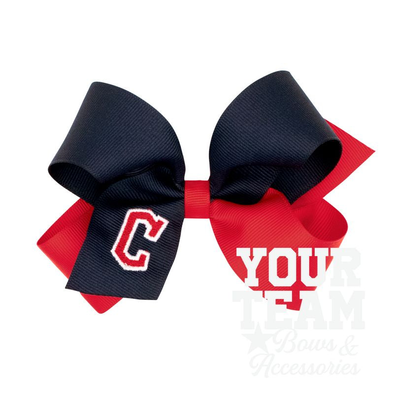 Medium Cleveland Guardians Two-Tone Embroidered Hair Bow