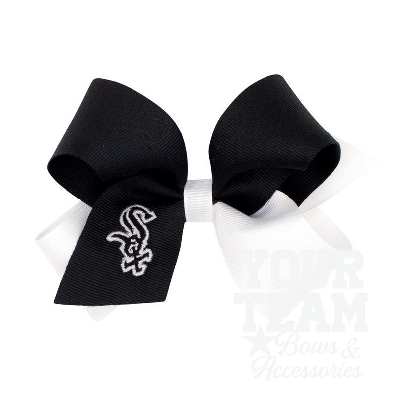 Medium Chicago White Sox Two-Tone Embroidered Hair Bow